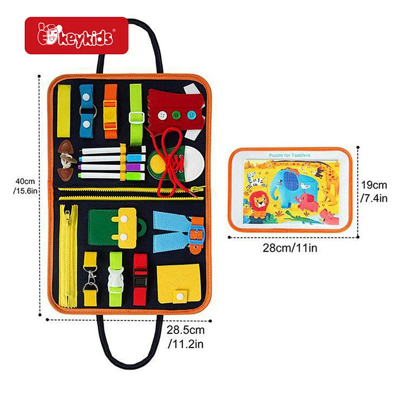 Customize Montessori Sensory Learning Toy Foldable Felt Busy Board For Kids W12D523